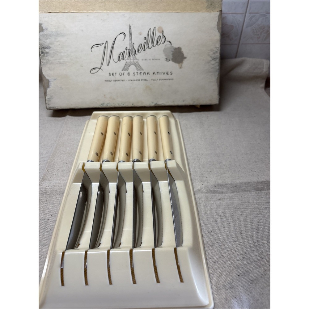 Vtg Royal Brand Steak Knives Made In Marseilles France Stainless Steel Set Of 6